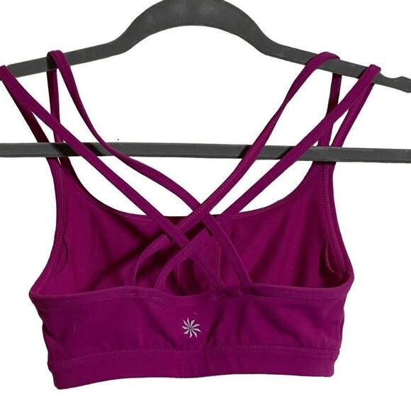 Athleta Strappy Purple Hyper Focus Padded Criss Cross Back Sports Bra XXS - Picture 2 of 10